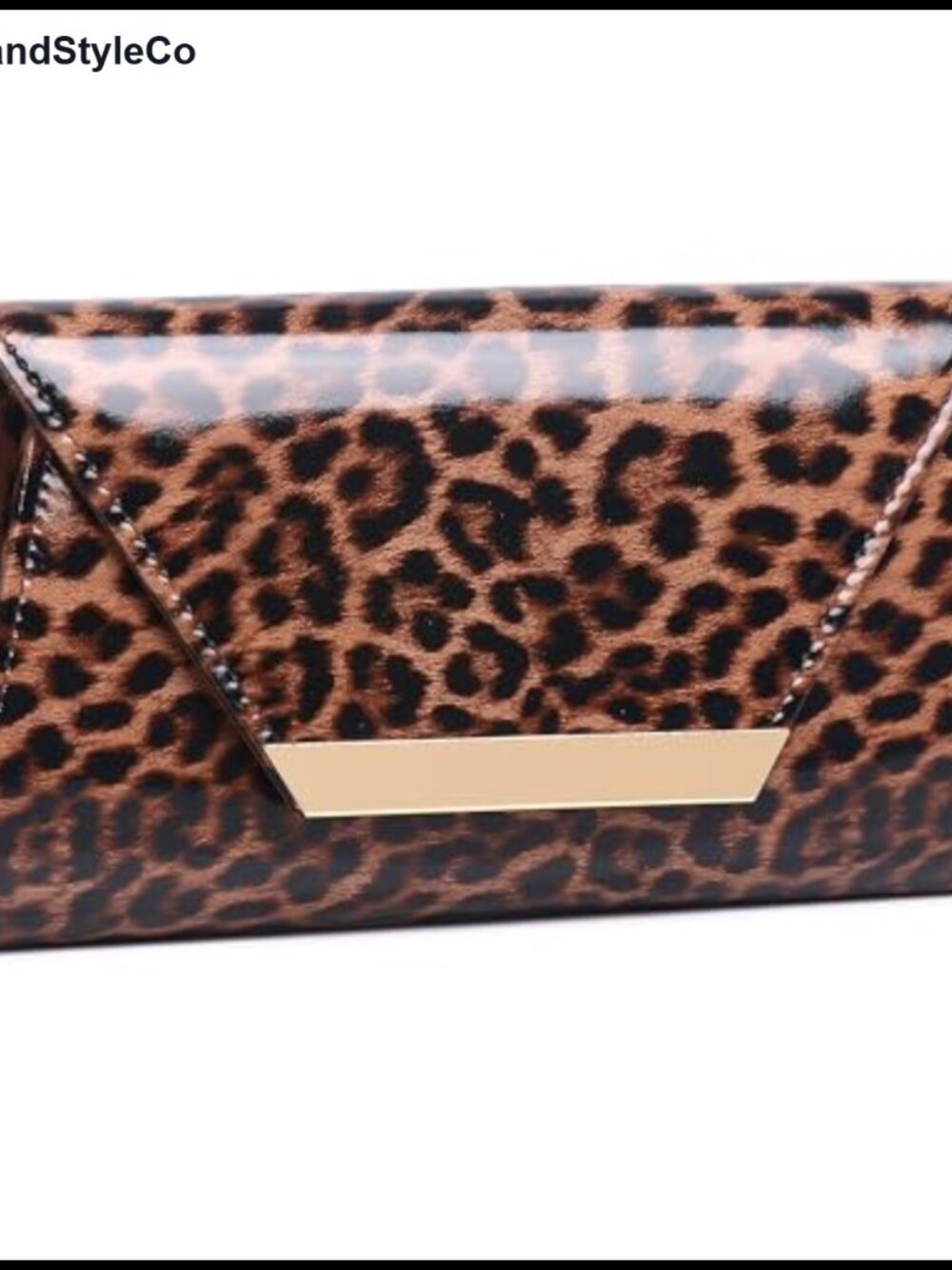 Faux Leather Patent Clutch Purse with Detachable Chain Evening Bag